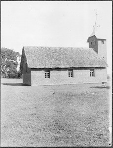 Magdalena and Arnold Blumer in front of the church building, Arusha, Tanzania, 1921