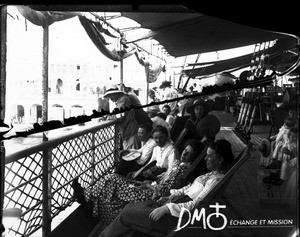 European women on the deck of a ship, South Africa, ca. 1896-1911