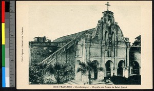 Elevated view of a chapel, Chandernagor, India, ca.1920-1940