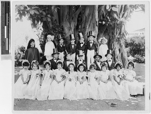 St. Augustine's School kindergarten graduates, Waikiki, Honolulu, Hawaii, 1937