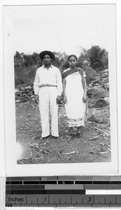 Mayan couple wearing traditional clothes, Carrillo Puerto, Quintana Roo, Mexico, ca. 1947