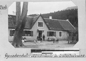 Europeans in front of the missionaries' house, Genadendal, South Africa