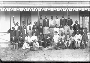 Teachers and students of the school for evangelists, Ricatla, Mozambique, ca. 1907-1908