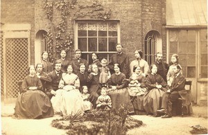 Group portrait of first missionaries of the China Inland Mission, England, 1866