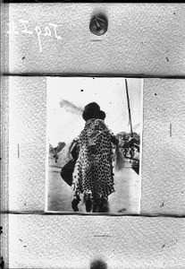 African warrior wearing a leopard skin, Shilouvane, South Africa, ca. 1930