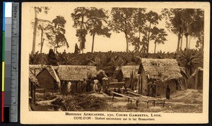 Station near lake Bossumteni, Ivory Coast, ca.1900-1930