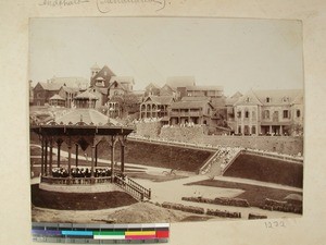 Andohalo Park with pavilion and surrounding buildings, Antananarivo, Madagascar, ca.1898