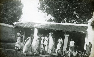 Cook house and pump, children's home, India, ca. 1925