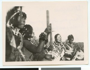 Dancing izAngoma with their master in Ehlanzeni, South Africa, 1946