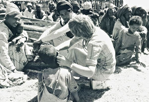 Ethiopia, The Bale Province. Nurse, Lisbeth Andreasen at relief- and health work in the Gasera/