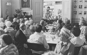 DMS's birthday June 1983. On the rostrum seen Knud Sorensen and the audience is visible in Erik