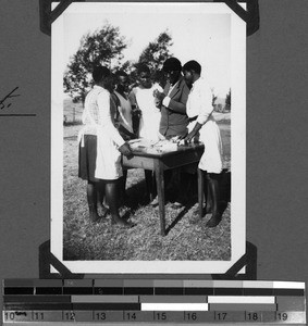 Sewing lesson in Africa, South Africa East