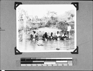 Gold washers at work, Nyasa, Tanzania, 1937