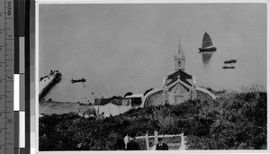 Church with boat dock, Sancian Island, China, ca. 1927