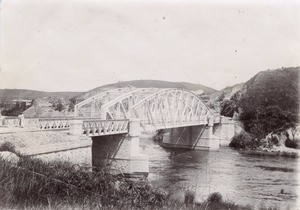 Bridge with railway under the river Mangoro near Moramanger, in Madagascar