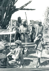 Ethiopia, the Bale Province. From the Melka Oda Camp, April 1979. Construction of the resettlem