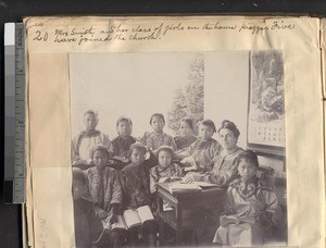 Grace Smith teaching her pupils, Ing Tai, Fujian, China, ca. 1910