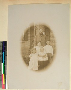 Theodor August and Dina Thorbjoernsen with their three children, Loharano, Madagascar, 1904