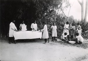 Lesson of domestic science in a boarding girls'school, in Madagascar