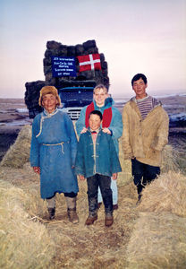 Distribution of emergency aid (fodder) in the Gobi-Sumber Province of Mongolia in March 2001. F