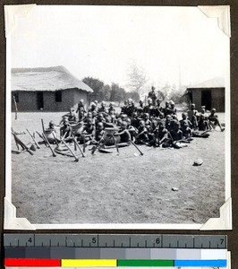 Schoolboys resting after work, Shendam, Nigeria, 1923