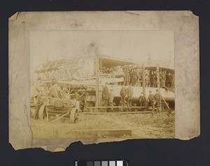 Ceremony at paddle steamer, Africa, ca.1890