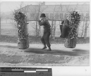 Selling fire wood at Fushun, China, 1936