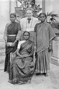 Missionary Martha Agathe Berg with teachers from the school at the Elephant Gate in Madras, Sou