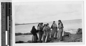 Maryknoll Sisters standing near the ocean, Honolulu, Hawaii, 1929