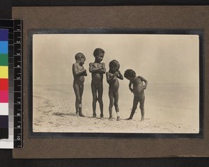 Children standing on beach, Mailu, Papua New Guinea, ca. 1905