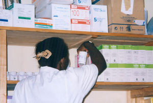 ELCT, Karagwe Diocese, Tanzania. Nyakahanga Hospital, November 2001. Erica working at the hospi