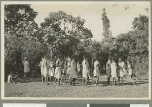 Traditional dance, Eastern province, Kenya, ca.1937