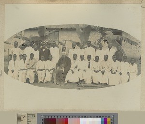 Robert Laws and Overtoun pupils, Livingstonia, Malawi, ca.1898