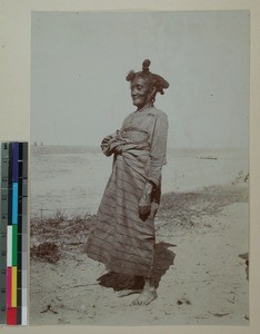 Older woman with a very special hair style, the coast of Madagascar