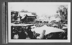 Stage at local fair, Jinan, Shandong, China, ca.1940