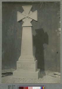 Tombstone from stone quarried at Livingstonia, Malawi, ca.1913