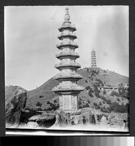 Ornate octagonal pagoda, Beijing, China, 1927