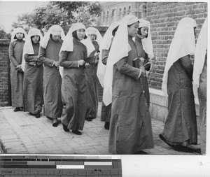 Novices in May procession at Fushun, China, 1938