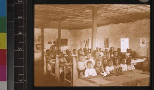 Girls at their lessons, in the boarding school at Segbwema, Sierra Leone, ca. 1927-28