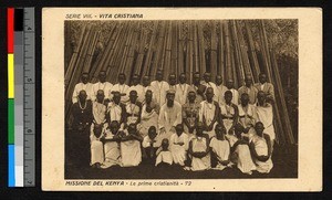 Missionary father with group of Christians, Kenya, ca.1924