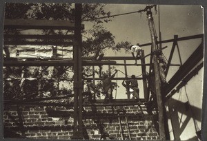 Neubau der Druckerei: Aufziehen der Shed-Fensterrahmen