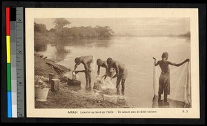 Washing clothes by the Uele River, Amadi, Congo, ca.1920-1940