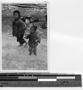 Three children in Stanley, Hong Kong, China, 1939