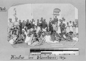 Group in front of a church, Etembeni, South Africa, 1896