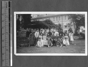 Patients and staff of refugee hospital, Nanjing, China,1938