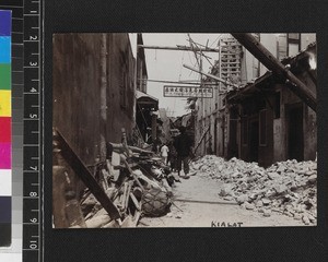 Street in Kialat, Shantou after the earthquake of February 1918, China