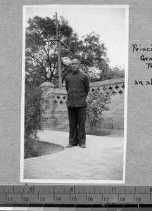 Principal of Harwood Bible Training School, Fenyang, Shanxi, China, ca.1936-37