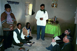 Church Service at Bangladesh Lutheran Church/BLC, Birganj 2001. To the right: Secretary General