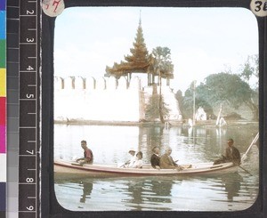 Missionary party on the moat near bridge, Mandalay, Myanmar, s.d