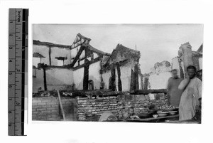 Fire damage from soldiers' mutiny during the Revolution, Beijing, China, 1911